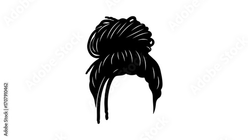 Woman's hairstyle silhouette with transparent background