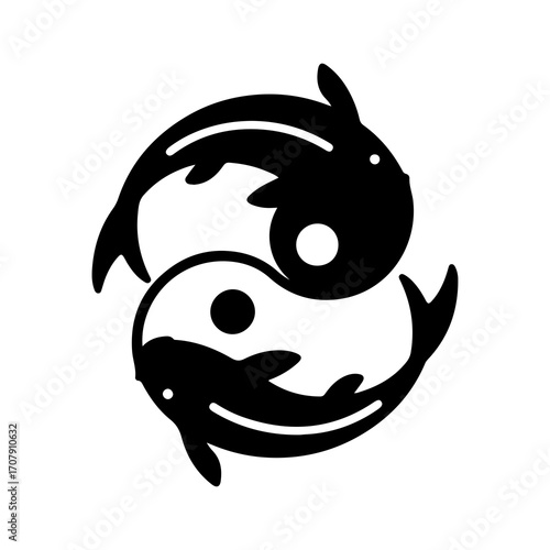 Yin and yang fish with transparent background