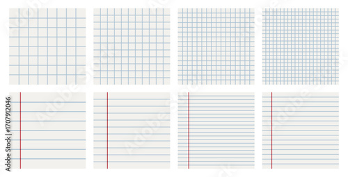 Collection of notebook and graph paper backgrounds with lined and grid patterns, perfect for school, office, design, and educational projects.