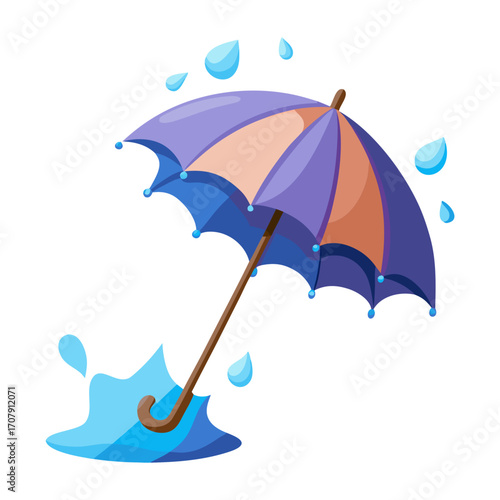 Wet Umbrella Realistic Vector