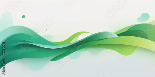 Smooth waves of light green and blue artfully curve in a fluid pattern, creating a vibrant, abstract background for a nature-inspired design