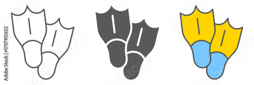 Diving flippers icon, tourism and diving, swimming flippers sign vector graphics, a linear icon on a white background, eps 10.