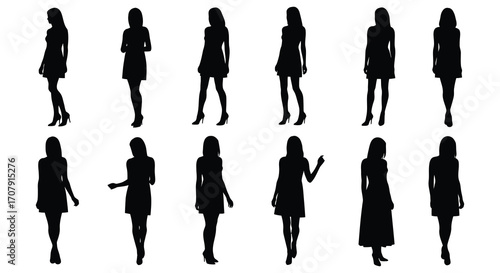 silhouettes of women in various poses and outfits