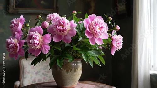 Wallpaper Mural Pink peonies in vase Torontodigital.ca