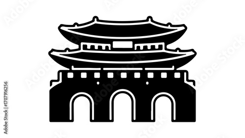 Korean palace gate with transparent background