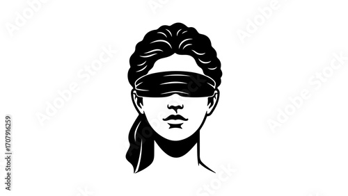 Lady justice head with blindfold with transparent background