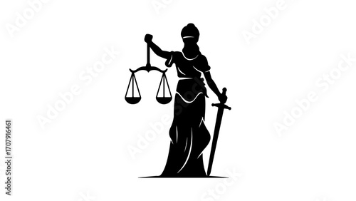 Lady justice silhouette with transparent background