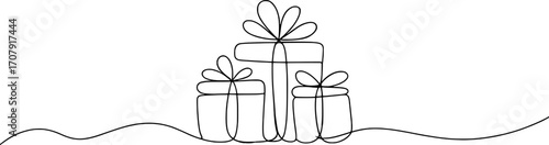 Stacked gift boxes with bows on wavy ground presents celebration