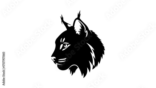 Lynx head silhouette with transparent background