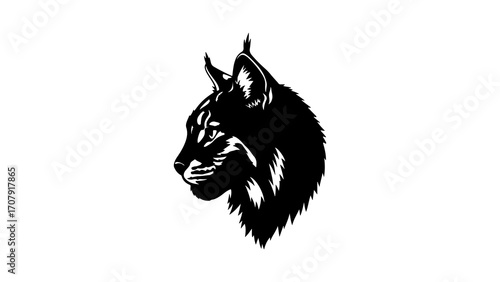 Lynx head silhouette with transparent background