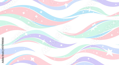 Soft Pastel Wavy Background with Magical Sparkles.