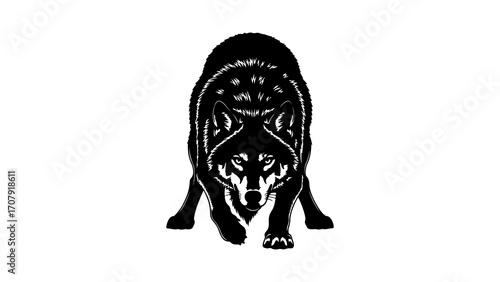 Menacing wolf silhouette with transparent background