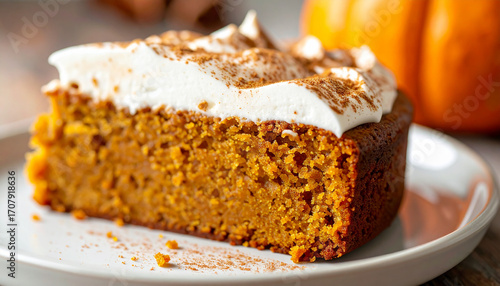 Wallpaper Mural Moist pumpkin cake with frothy latte topping. Tasty sweet food. Delicious dessert. Torontodigital.ca