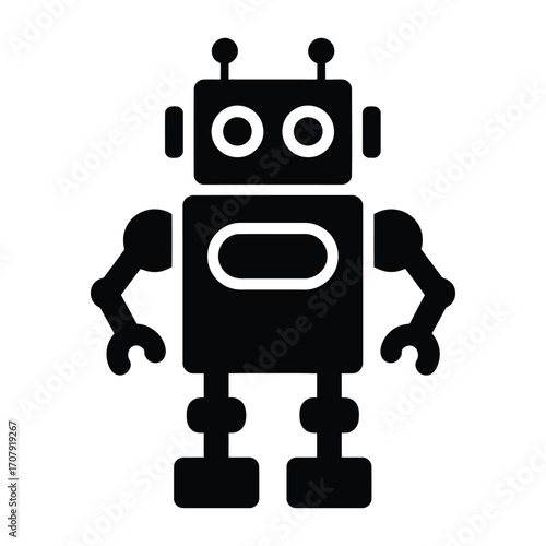 Robot icon, a simple black silhouette of a modern cartoon android.

