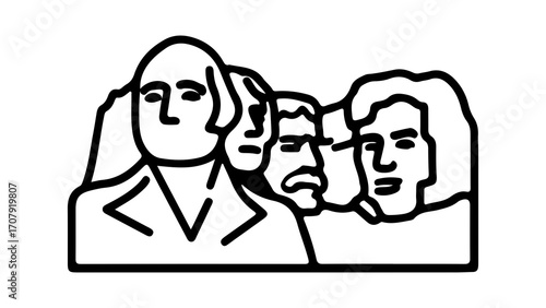 Mount Rushmore monument with transparent background
