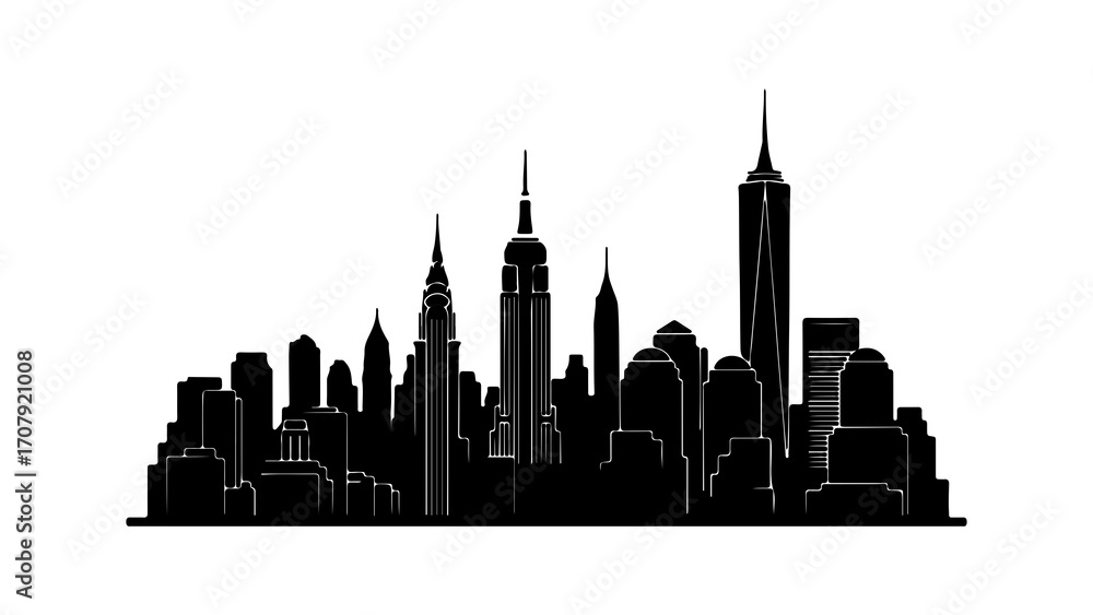 Naklejka premium New york city skyline with transparent background