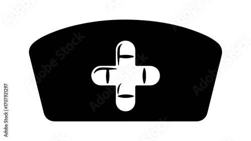 Nurse cap with cross symbol with transparent background