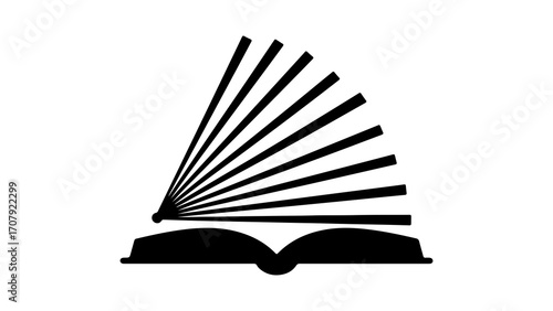 Open book with fanned pages with transparent background