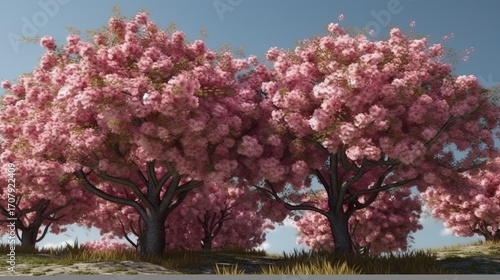 Wallpaper Mural Lush pink cherry blossoms fill a landscape Torontodigital.ca