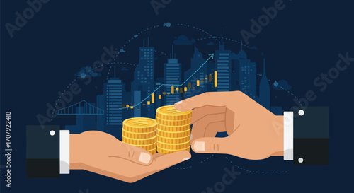 Investment growth opportunity with urban background on the stock market