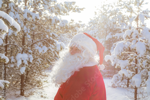 Wallpaper Mural Portrait authentic Santa Claus in winter snowy forest. Torontodigital.ca