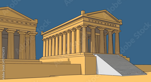 Ancient Greek Temple Architecture Design.