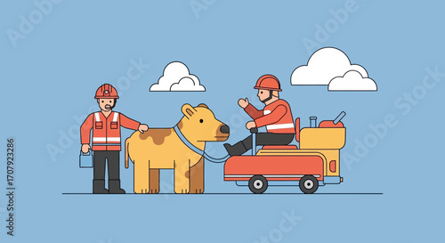 Animal Rescue Team Safely Transporting a Calf.
