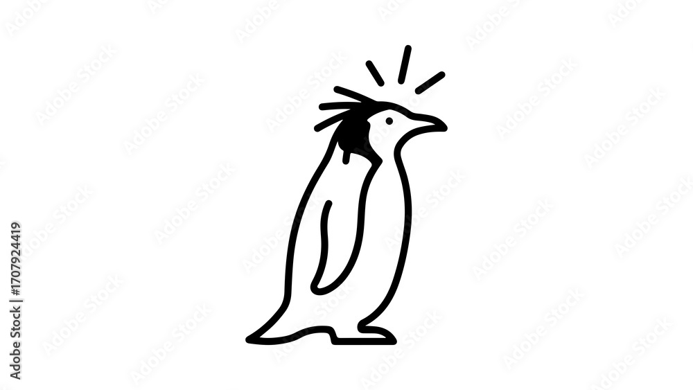 Obraz premium Penguin with messy hair and transparent background