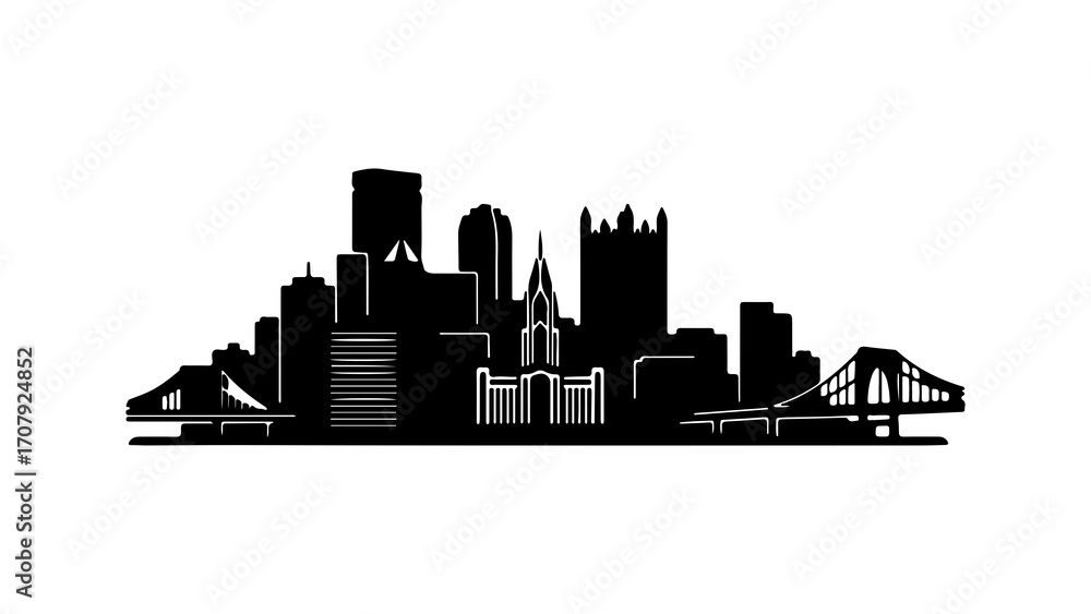 Naklejka premium Pittsburgh skyline with transparent background