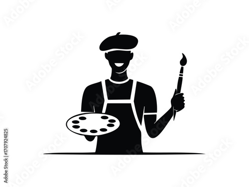 Minimalist silhouette vector of an artist perfect for creative profession icons
