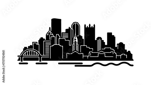 Pittsburgh skyline with transparent background