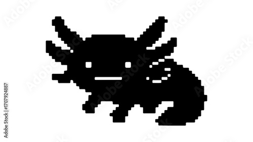 Pixel art axolotl with transparent background