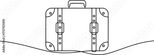 Vintage suitcase with buckles and handle luggage travel