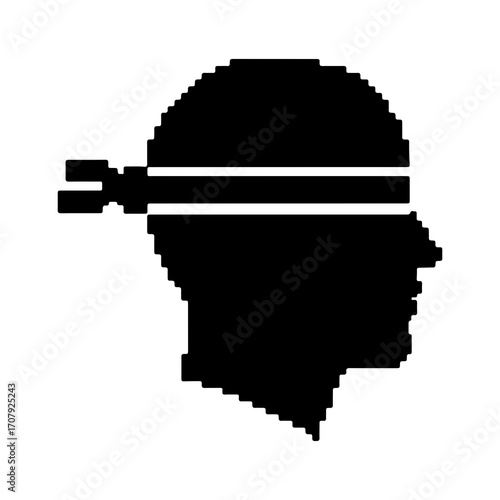 Pixelated bandit head with transparent background