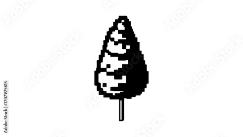 Pixelated evergreen tree with transparent background