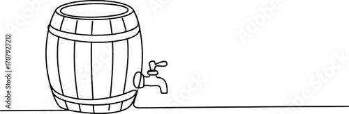 Wooden barrel with tap liquid container