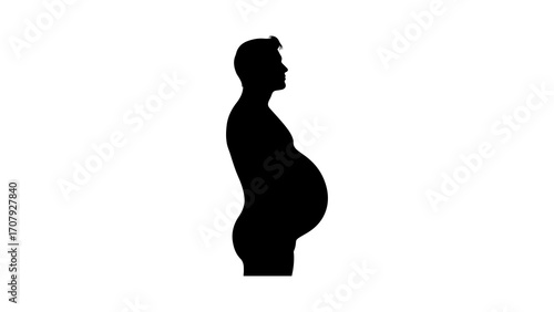 Pregnant man silhouette with transparent background