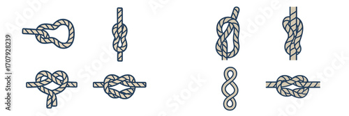 Detailed Collection of Essential Rope Knots for Sailing, Climbing, Camping, and General Security Applications