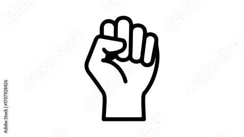 Raised fist icon with transparent background