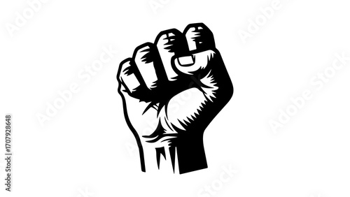 Raised fist symbol with transparent background