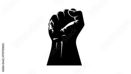 Raised fist symbol with transparent background