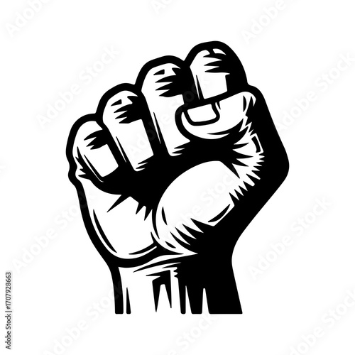 Raised fist symbol with transparent background