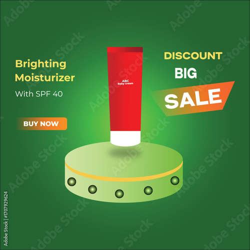 Brightening Moisturizer with SPF 40 on Green Podium with Sale Promotion skincare spf 40