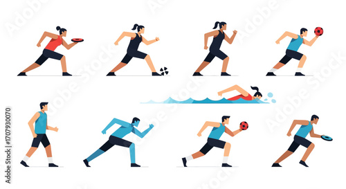 Diverse Group of Athletes Engaged in Various Sports Activities.
