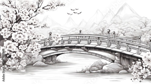 Wallpaper Mural Elegant black and white bridge landscape Torontodigital.ca