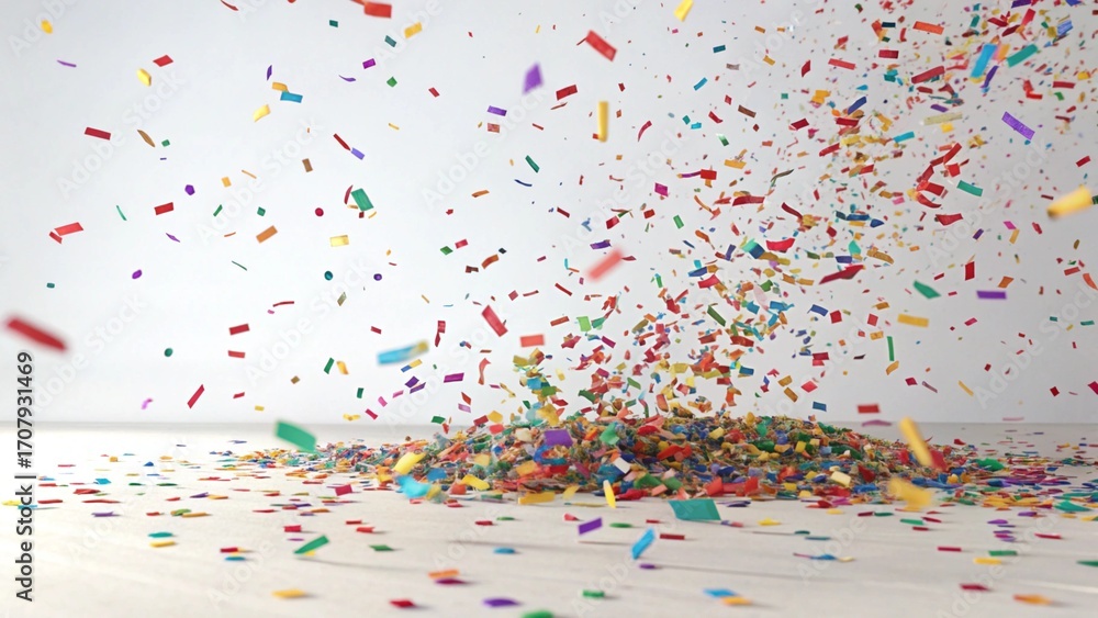 Fototapeta premium A colorful splash of confetti and paint creates a fun and festive party decoration