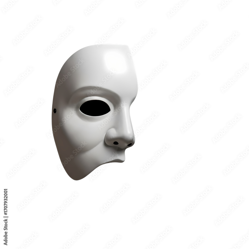 Naklejka premium Mysterious HalfFace Mask A Dramatic Visual for Theater Art and Design Projects on transparent background