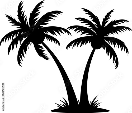 Silhouetted palm trees tropical scene nature beach paradise exotic travel island vacation silhouette