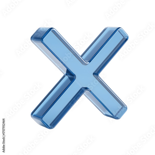3d icon  blue X mark symbol for cancel or failed  isolated on white background