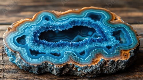 Wallpaper Mural Blue agate slice with a hollow center Torontodigital.ca